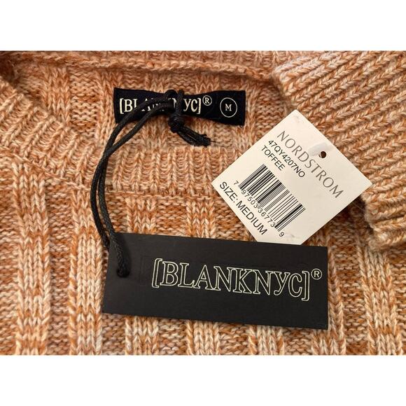 BlankNYC Soft Crew Neck Rib Knit Pullover Sweater Sz Medium Toffee Heather NWT - Picture 6 of 8